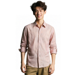 【Select Pink-White Stripe Long-Sleeve Shirt】|Public Bank|Financial Services Industry|Concealed button placket|Straight hem cut|Bank Teller|Shirt Company R454 【Select Pink-White Stripe Long-Sleeve Shirt】|Public Bank|Financial Services Industry|Concealed button placket|Straight hem cut|Bank Teller|Shirt Company R454
